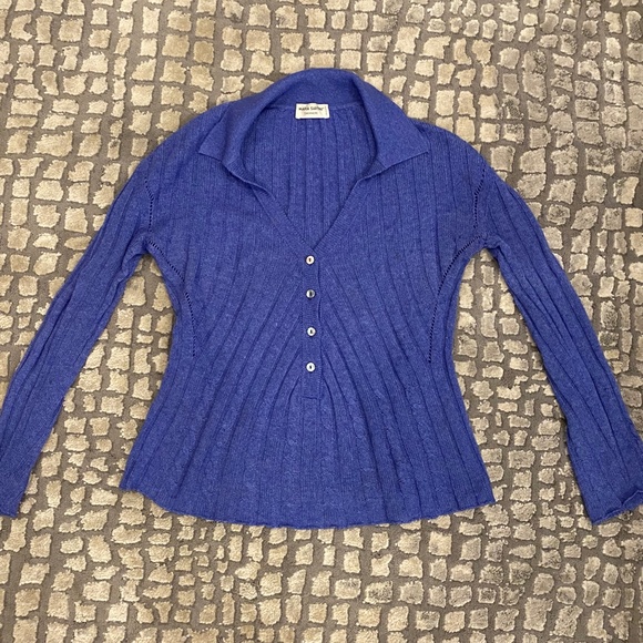 Maria Sartini Women’s 100% Cashmere V neck Button Ribbed Sweater Small/42 - Picture 1 of 10